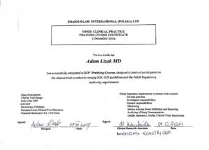 Certyfikat Adam Lizak 2