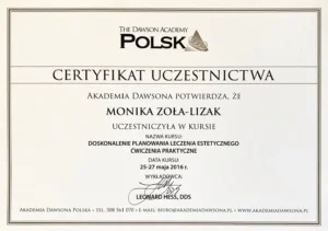 Certyfikat Monika Zoła Lizak 3