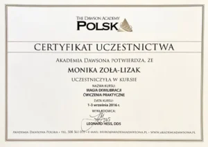 Certyfikat Monika Zoła Lizak 4