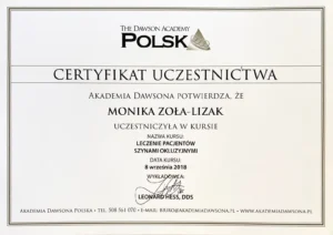 Certyfikat Monika Zoła Lizak 5