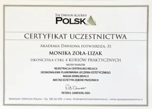 Certyfikat Monika Zoła Lizak 7